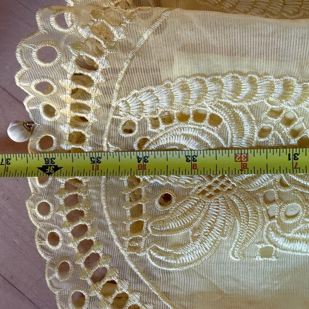Vintage Bright Yellow Lace Long-Sleeve Fit-and-Flare Dress - Picture 8 of 16